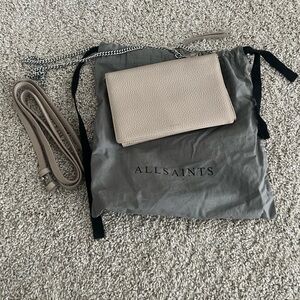 All Saints Leather Wallet Chain Crossbody Bag
